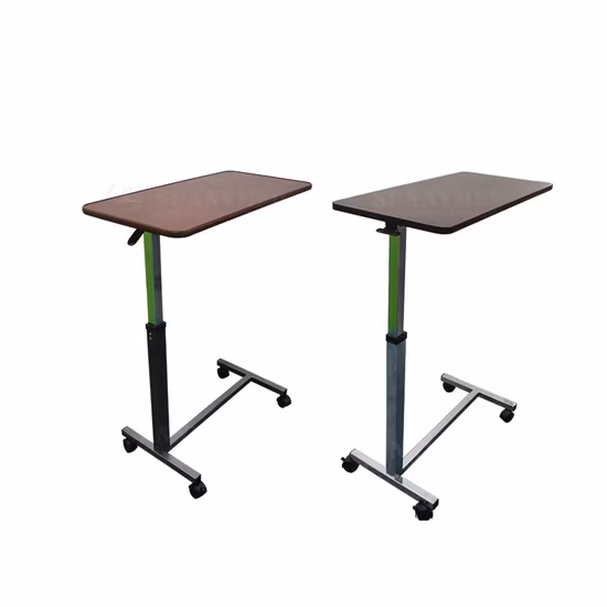 Sy-R083 Medical Height Adjustable Overbed Table Patient Bedside Table with Casters