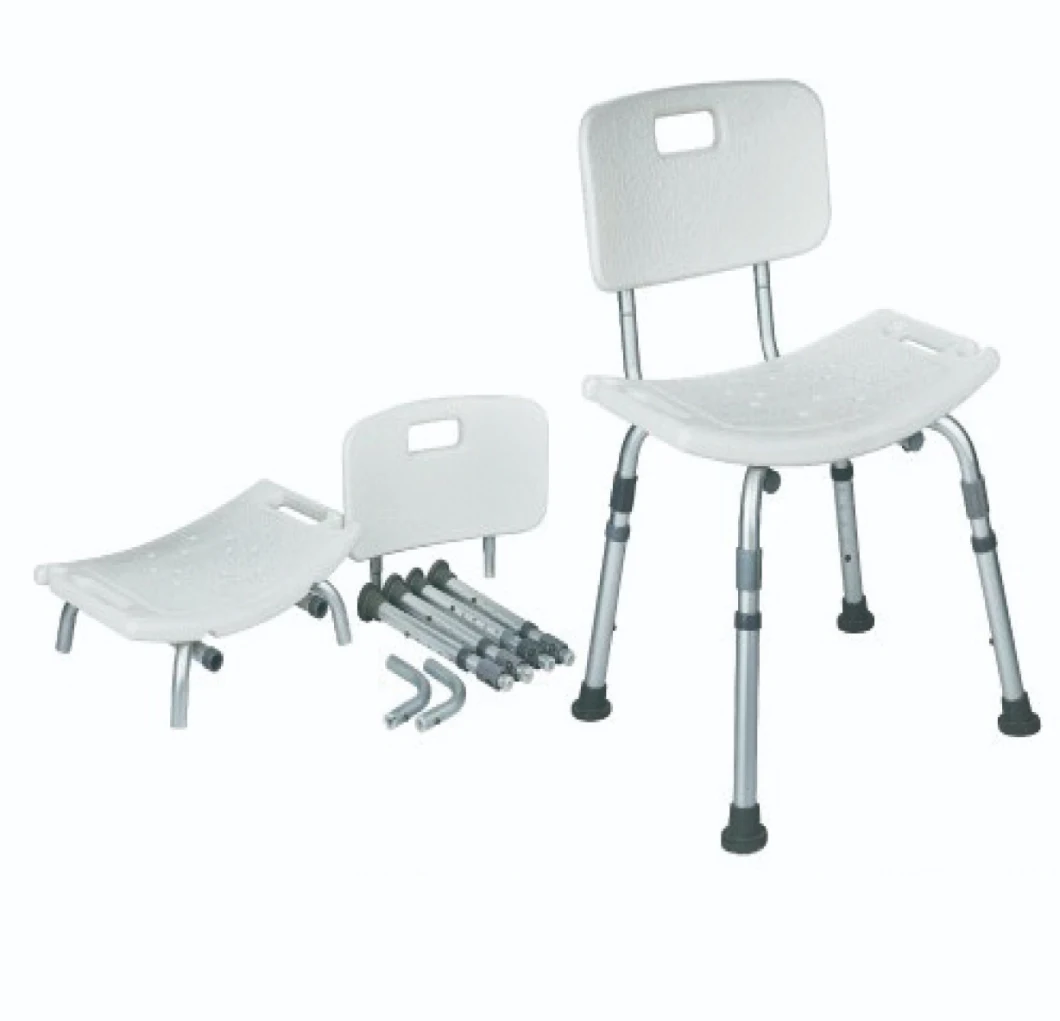 Aluminum Shower Chair with Backrest in Kd Style Without Tools Bathroom Safety Wheelchair Factory