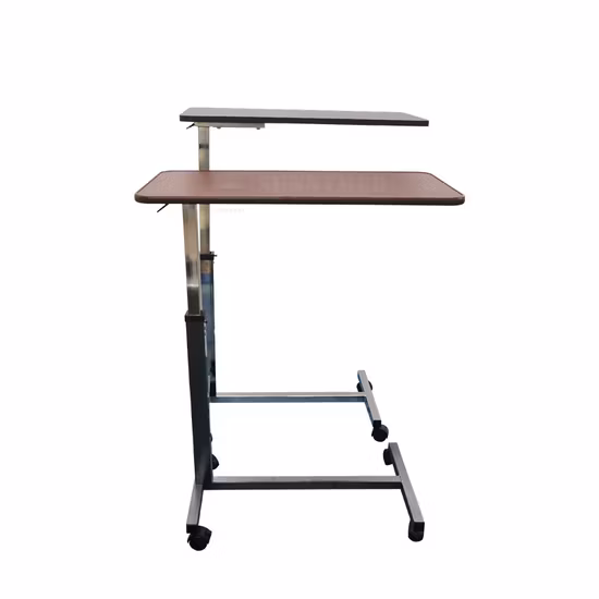 Sy-R083 Medical Height Adjustable Overbed Table Patient Bedside Table with Casters
