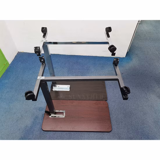 Sy-R083 Medical Height Adjustable Overbed Table Patient Bedside Table with Casters
